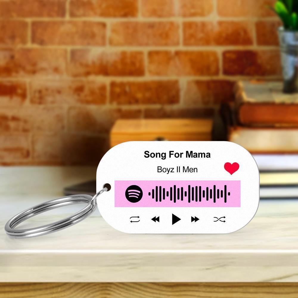 Scannable Spotify Code Keychain Spotify Favorite Song Engraved Keychain Gifts for Her Pink - soufeelus