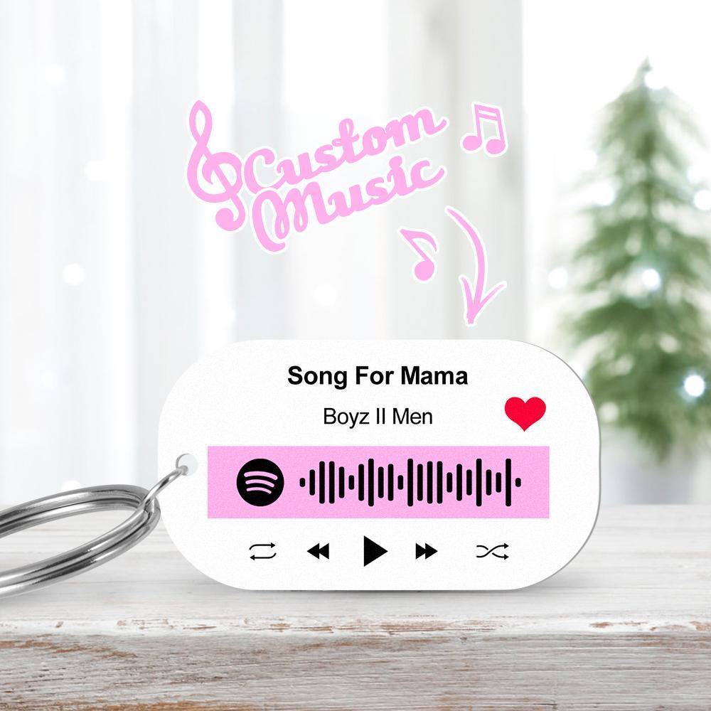 Scannable Spotify Code Keychain Spotify Favorite Song Engraved Keychain Gifts for Her Pink - soufeelus