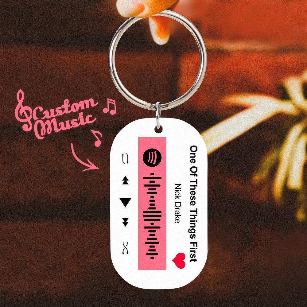 Scannable Spotify Code Keychain Spotify Favorite Song Engraved Keychain Unique Gifts for Couple - soufeelus