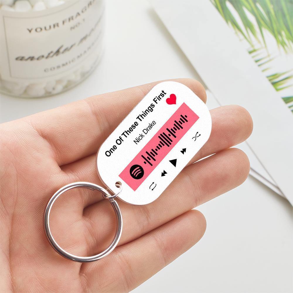 Scannable Spotify Code Keychain Spotify Favorite Song Engraved Keychain Unique Gifts for Couple - soufeelus