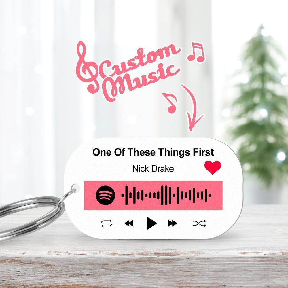 Scannable Spotify Code Keychain Spotify Favorite Song Engraved Keychain Unique Gifts for Couple - soufeelus