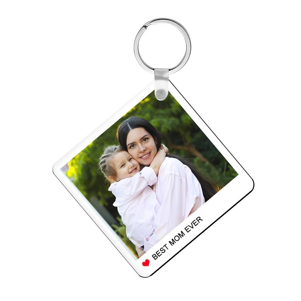 Custom Photo Engraved Keychain Double Sided Photo Keychain Gift for Mom - soufeelus
