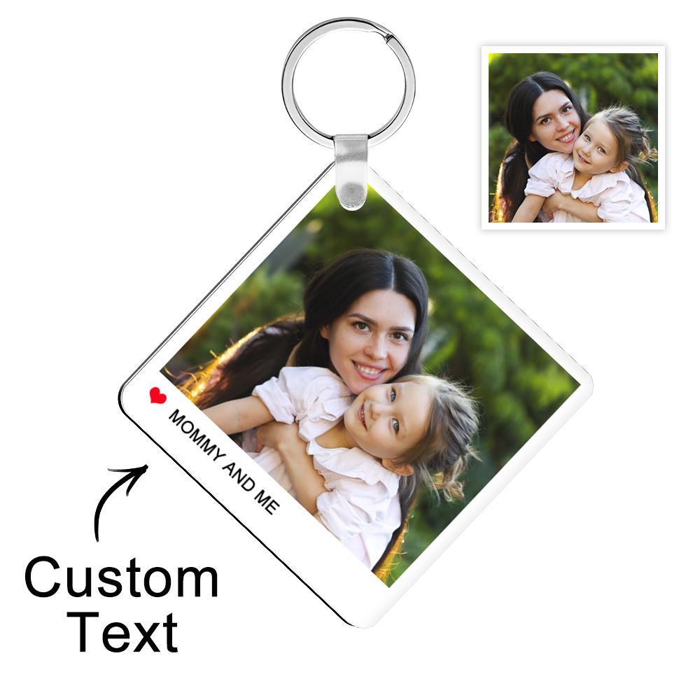 Custom Photo Engraved Keychain Double Sided Photo Keychain Gift for Mom - soufeelus