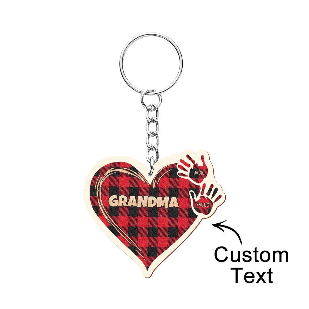 Personalized Kids Name Keychain Custom Engraved Hands Wooden Keychain - soufeelus