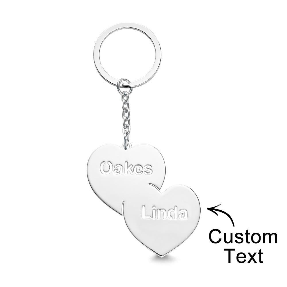 Personalized Name Double Hearts Keychain Creative Love Keychain For Couples - soufeelus