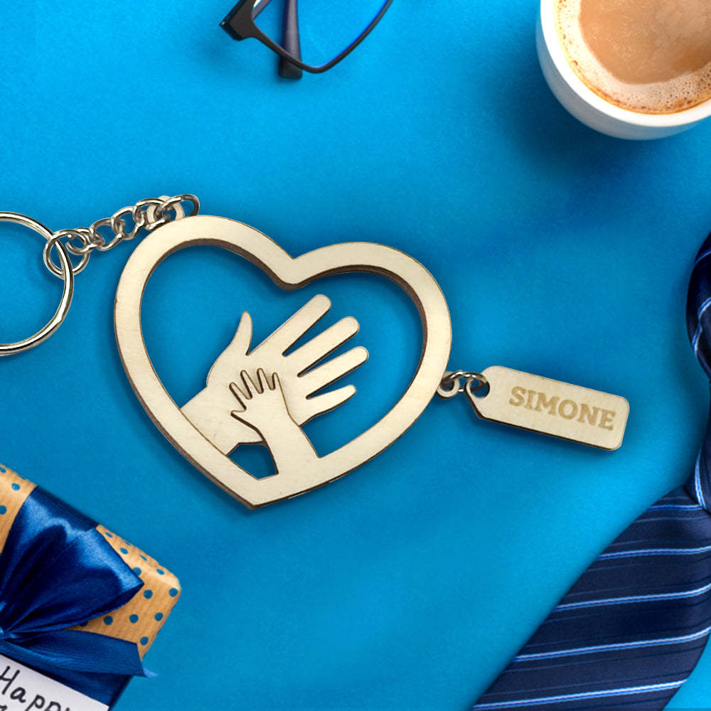 Personalized Hands with Name tags Keychain Gift for Father's Day Gift for Dad Grandpa - soufeelus
