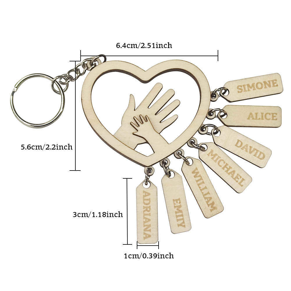 Personalized Hands with Name tags Keychain Gift for Father's Day Gift for Dad Grandpa - soufeelus