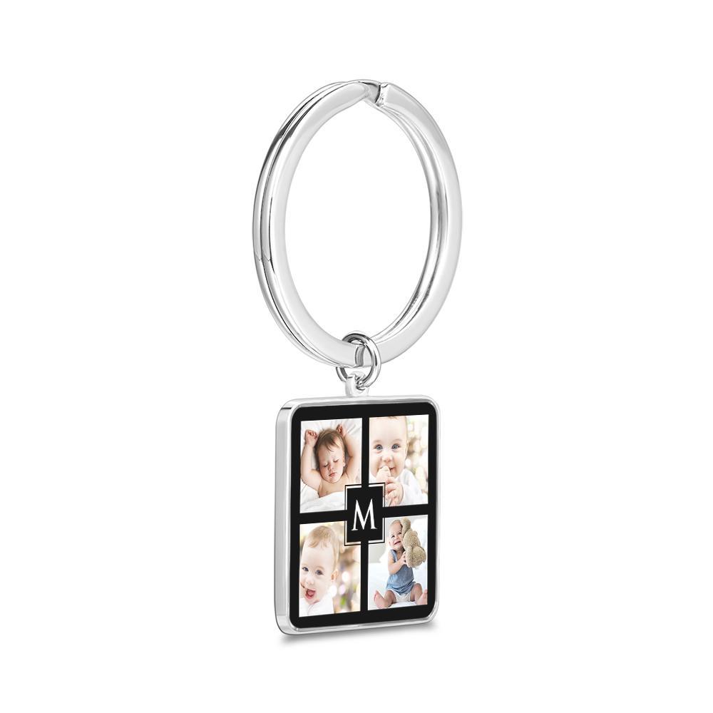 Unique Custom Cute Square Photo Engraved Keychain Anniversary Gifts for Baby - soufeelus