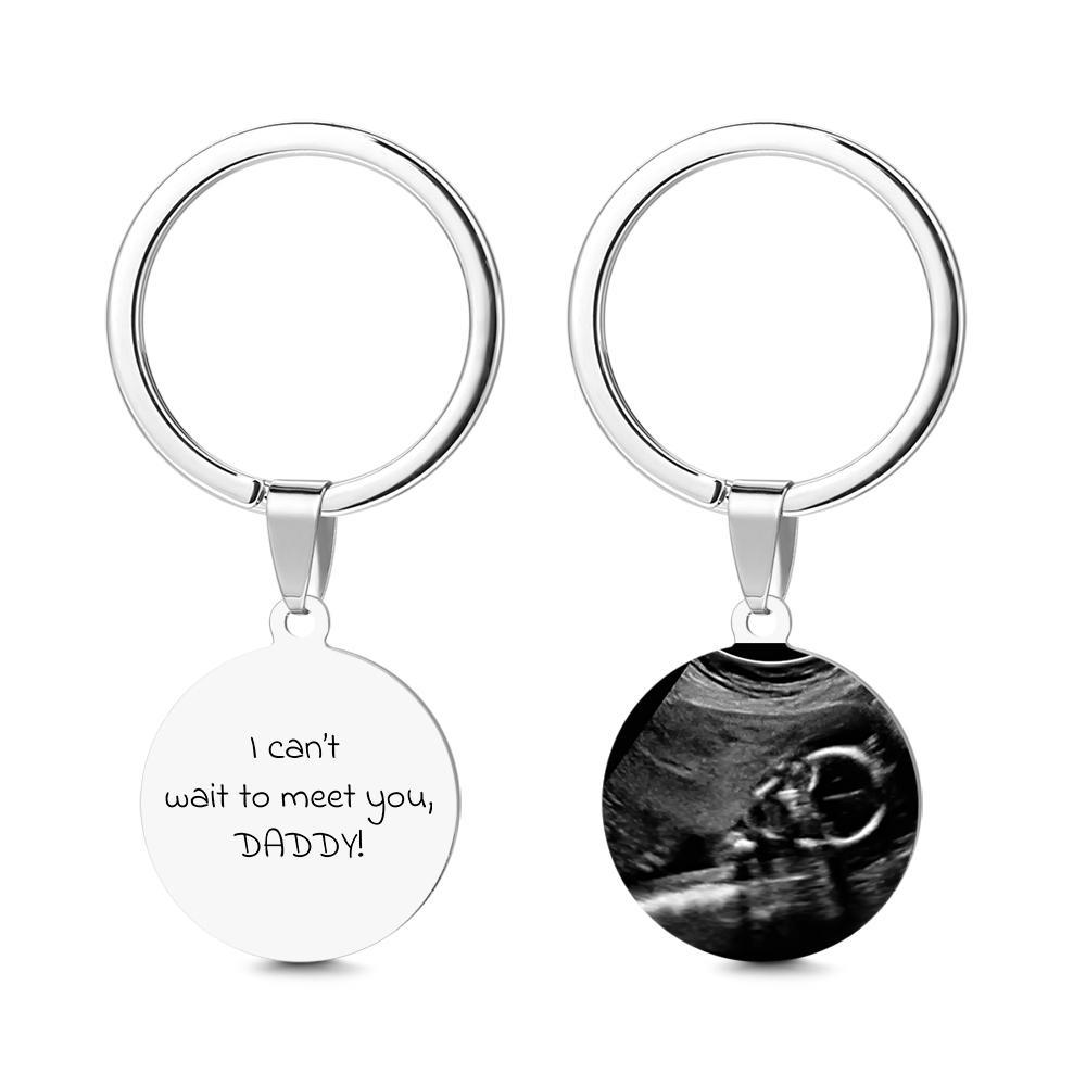 Daddy to Be Keychain Sonogram Ultrasound Baby Announcement New Dad Gift for Him Pregnancy Photo from Tummy - soufeelus