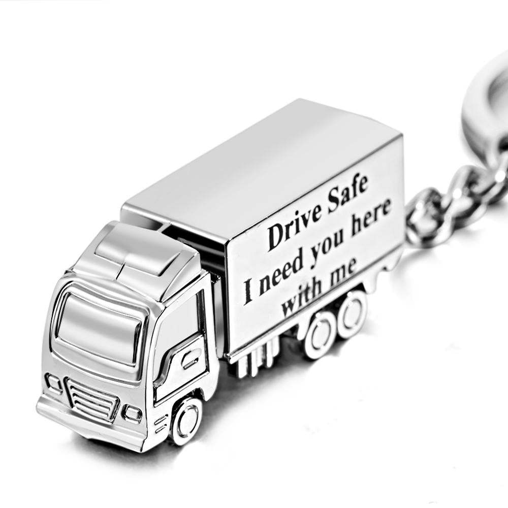 Customized Truck Keychain Drive Safe Keychain Custom Truck charm Engraved Keychain Husband Gift Boyfriend Gift - soufeelus