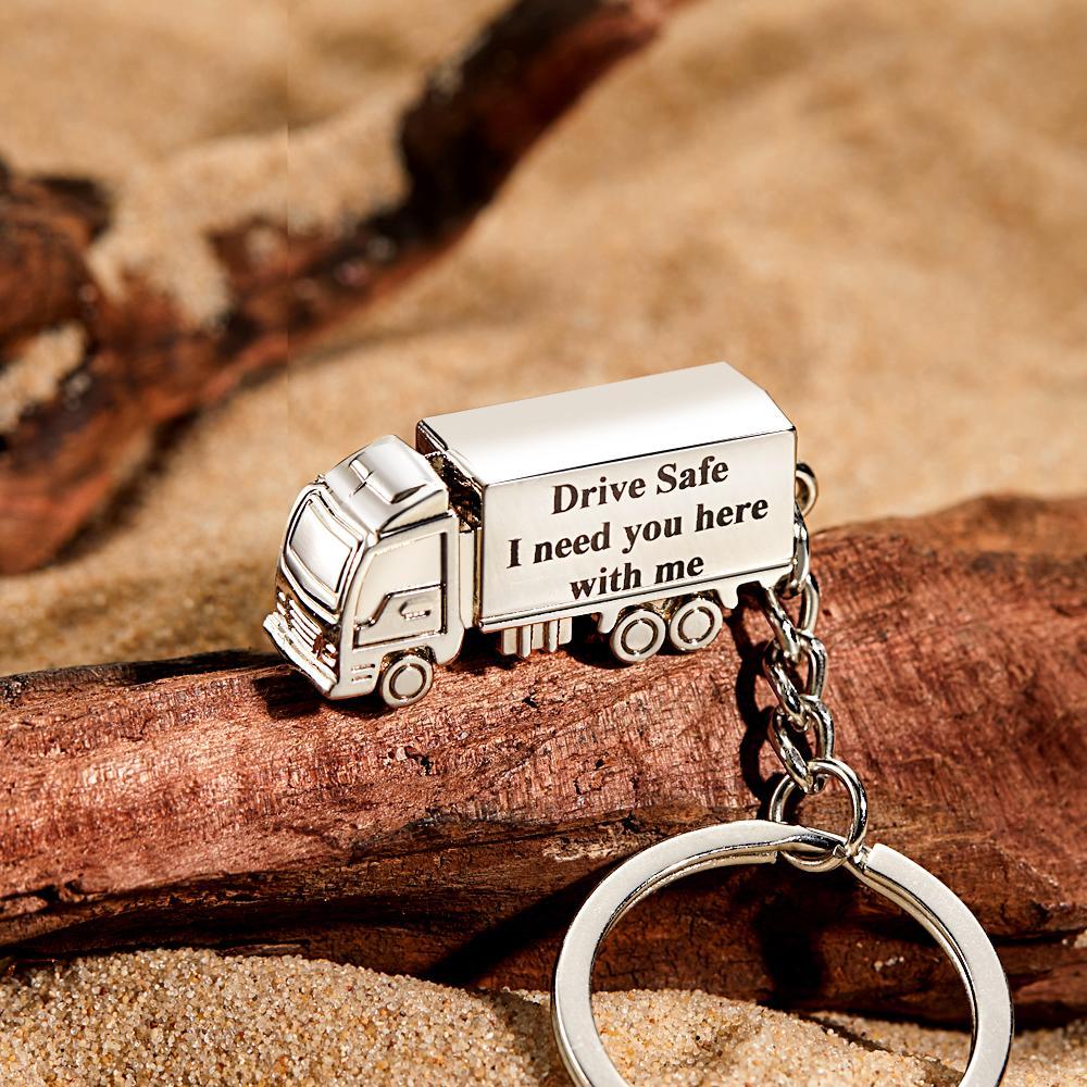 Customized Truck Keychain Drive Safe Keychain Custom Truck charm Engraved Keychain Husband Gift Boyfriend Gift - soufeelus