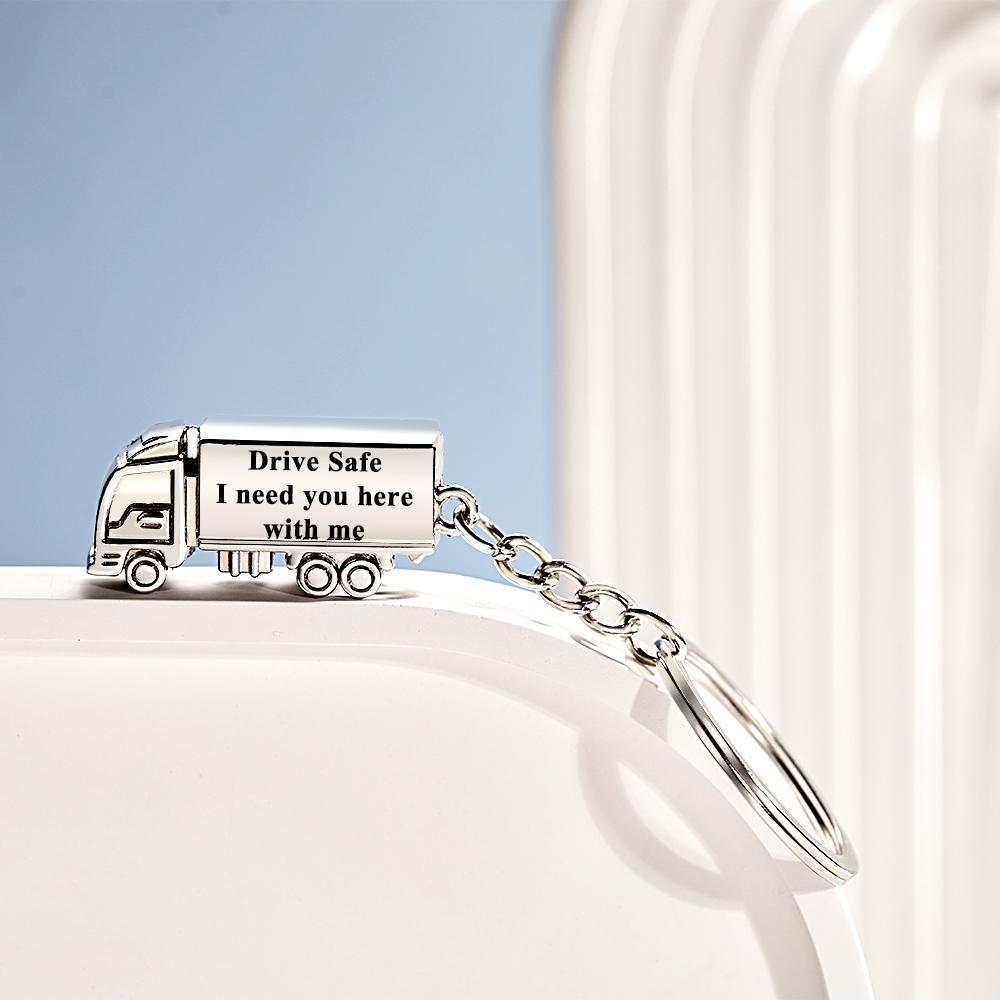Customized Truck Keychain Drive Safe Keychain Custom Truck charm Engraved Keychain Husband Gift Boyfriend Gift - soufeelus