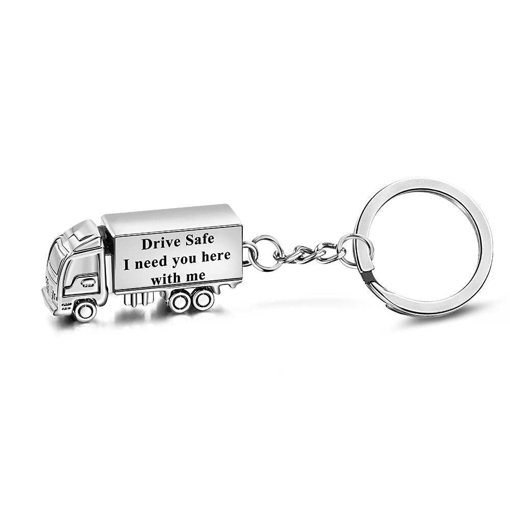 Customized Truck Keychain Drive Safe Keychain Custom Truck charm Engraved Keychain Husband Gift Boyfriend Gift - soufeelus