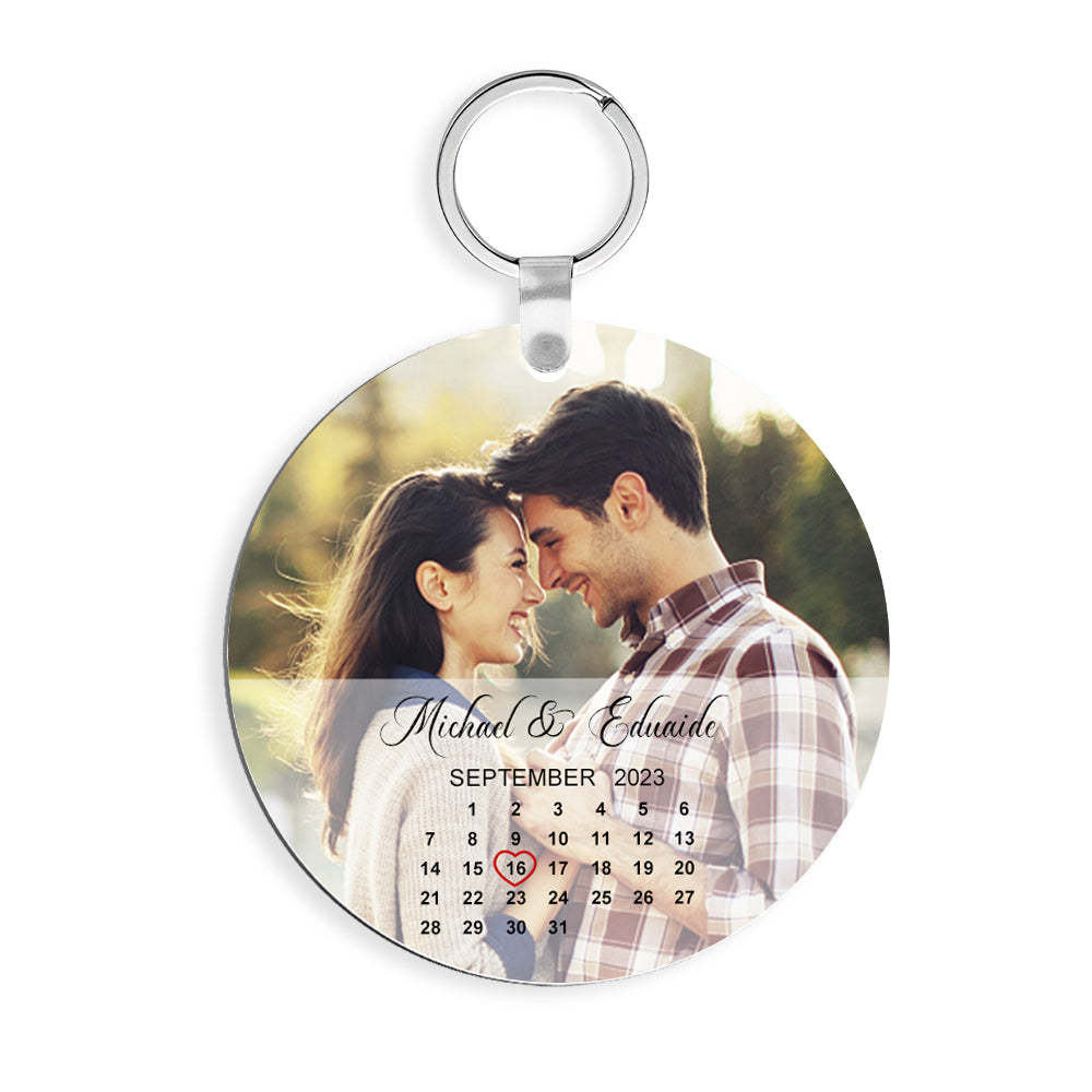 Custom Photo Calendar Keychain Significant Date Marker Wedding Anniversary Gifts for Couples - soufeelus