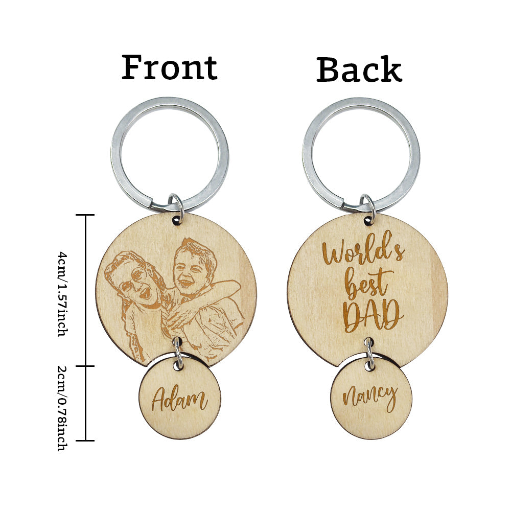 Personalized Photo Name Keychain The World's Best Dad Keychain Father's Day Birthday Gift for Dad Grandpa detail