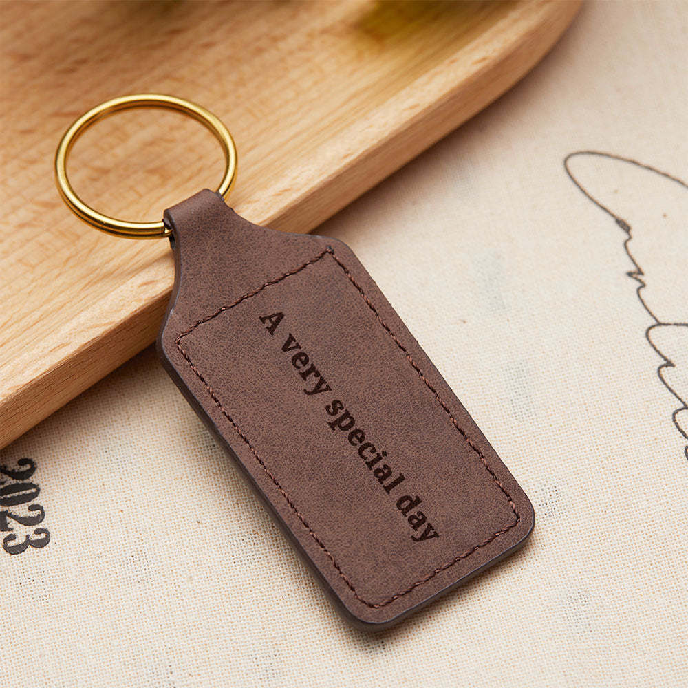 Custom Calendar Keychain Engraving Leather Keychain Anniversary Keychain Ideas For Men Boyfriend Gift - soufeelus