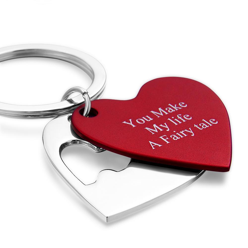 Two Hearts are Better Than One Personalized Layered Cut Out Heart Keychain Engraved Keychain Gift for Love - soufeelus
