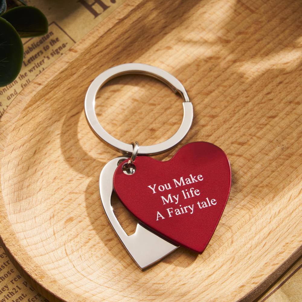 Two Hearts are Better Than One Personalized Layered Cut Out Heart Keychain Engraved Keychain Gift for Love - soufeelus