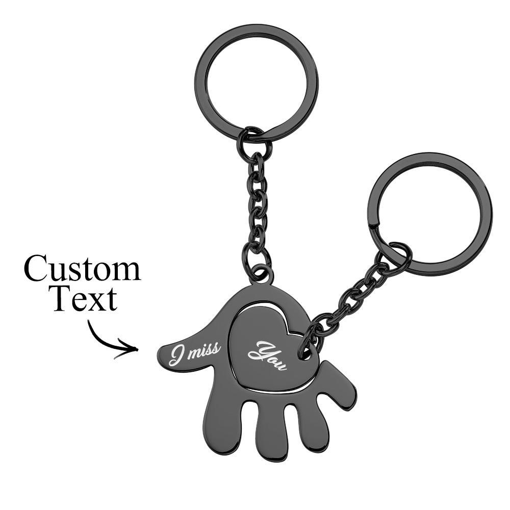 Custom Heart in Hand Couple Keychain Set Engravable Anniversary Keychain Gift from Him Her - soufeelus
