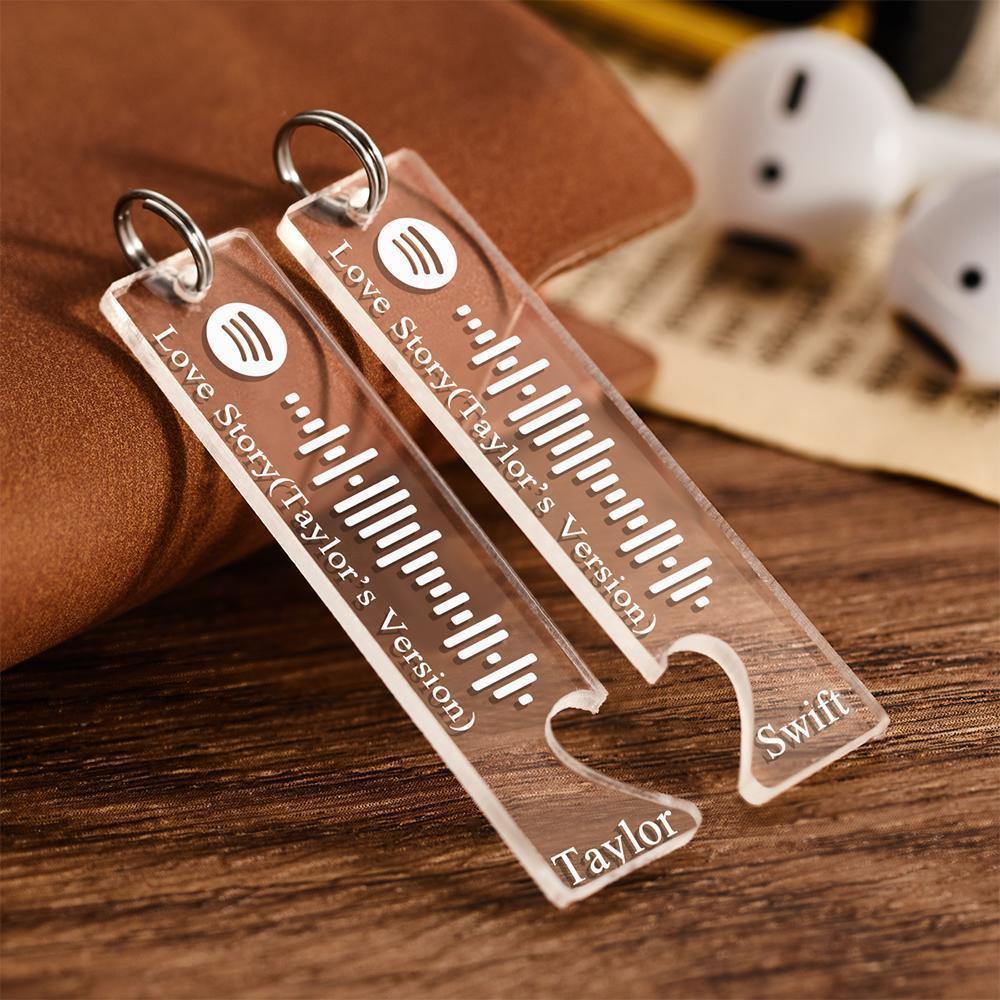 Scannable Spotify Code Keychain Engraved Custom Song Keychains Gifts for Valentine's Day - soufeelus