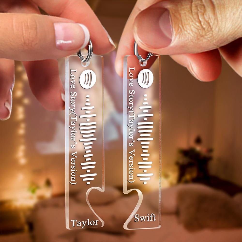 Scannable Spotify Code Keychain Engraved Custom Song Keychains Gifts for Valentine's Day - soufeelus