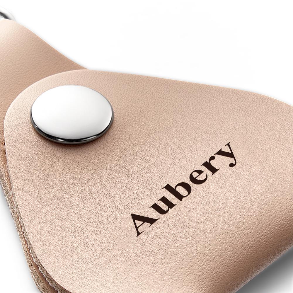 Custom Leather Circle Keychain Personalized Full Grain Leather Keychain Classy Keyring - soufeelus