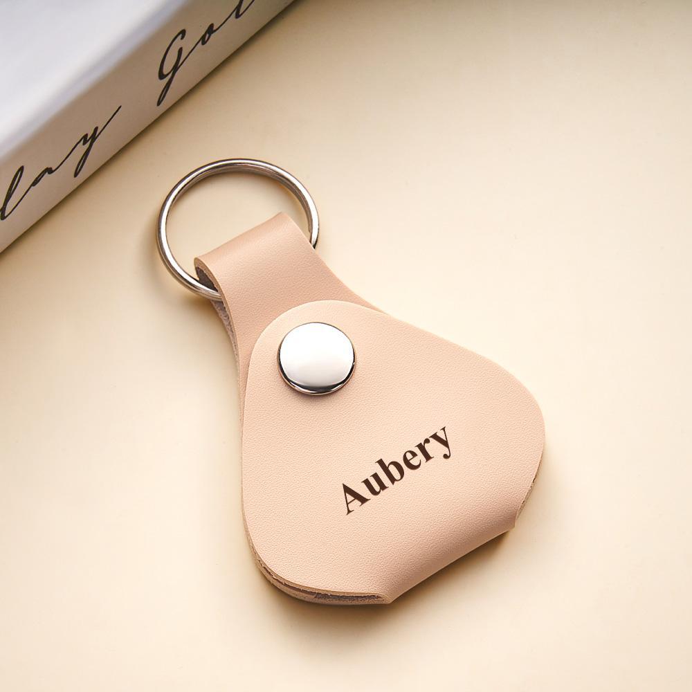 Custom Leather Circle Keychain Personalized Full Grain Leather Keychain Classy Keyring - soufeelus