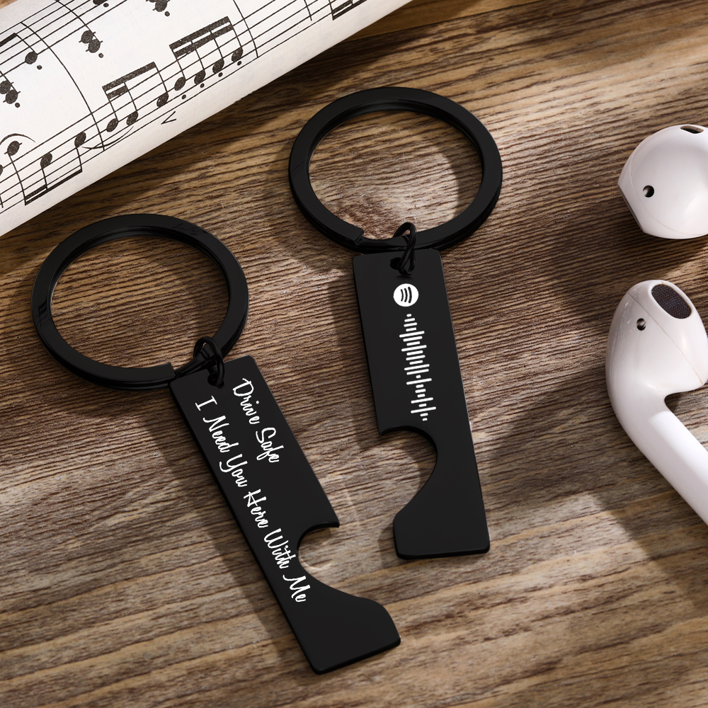 Scannable Custom Spotify Code Keychain Engraved Drive Safe Keychain Gifts for Boyfriend - soufeelus