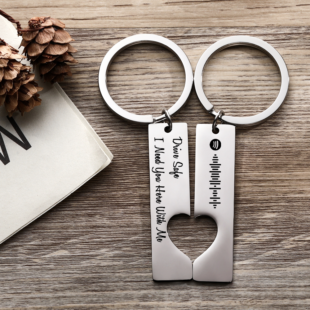 Scannable Custom Spotify Code Keychain Engraved Drive Safe Keychain Gifts for Boyfriend - soufeelus