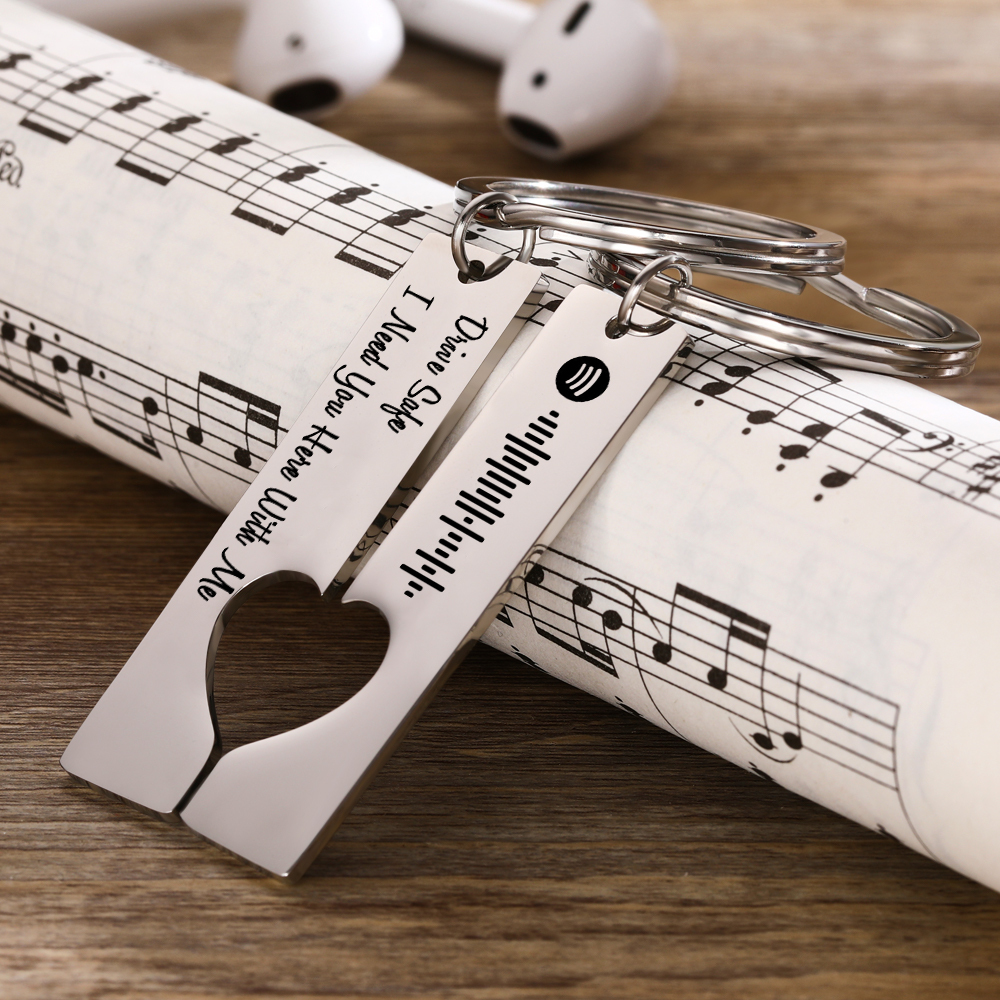 Scannable Custom Spotify Code Keychain Engraved Drive Safe Keychain Gifts for Boyfriend - soufeelus