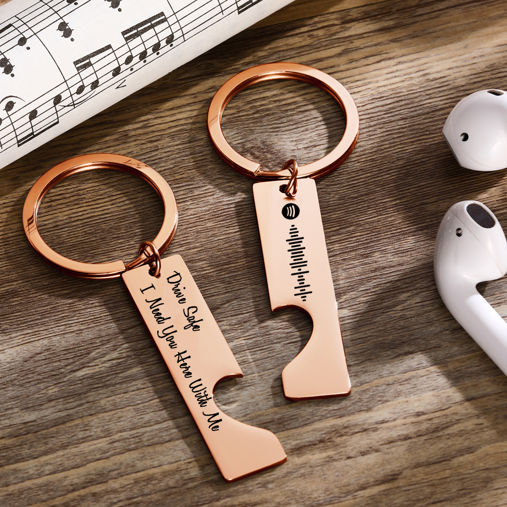 Scannable Custom Spotify Code Keychain Engraved Drive Safe Keychain Gifts for Boyfriend - soufeelus