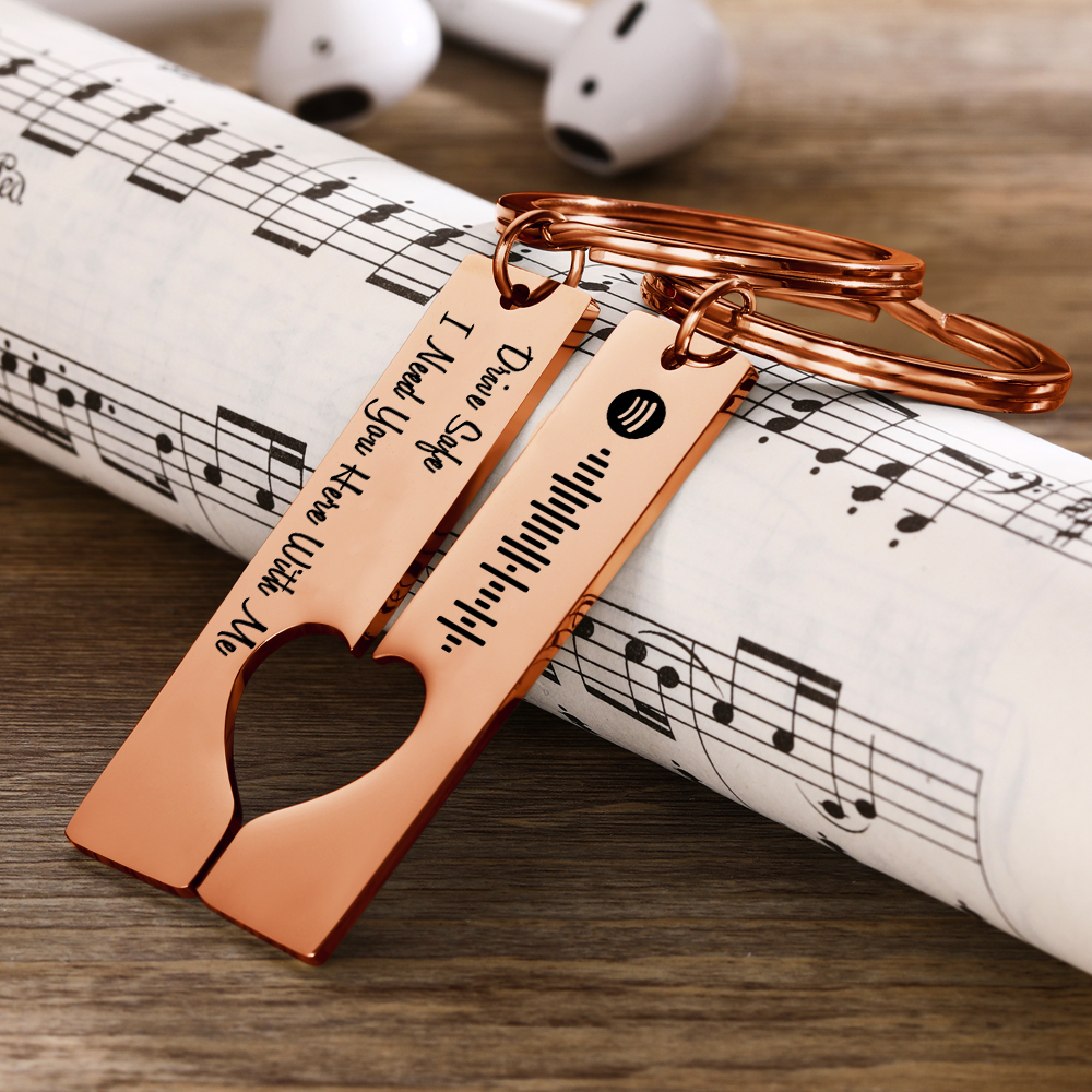 Scannable Custom Spotify Code Keychain Engraved Drive Safe Keychain Gifts for Boyfriend - soufeelus