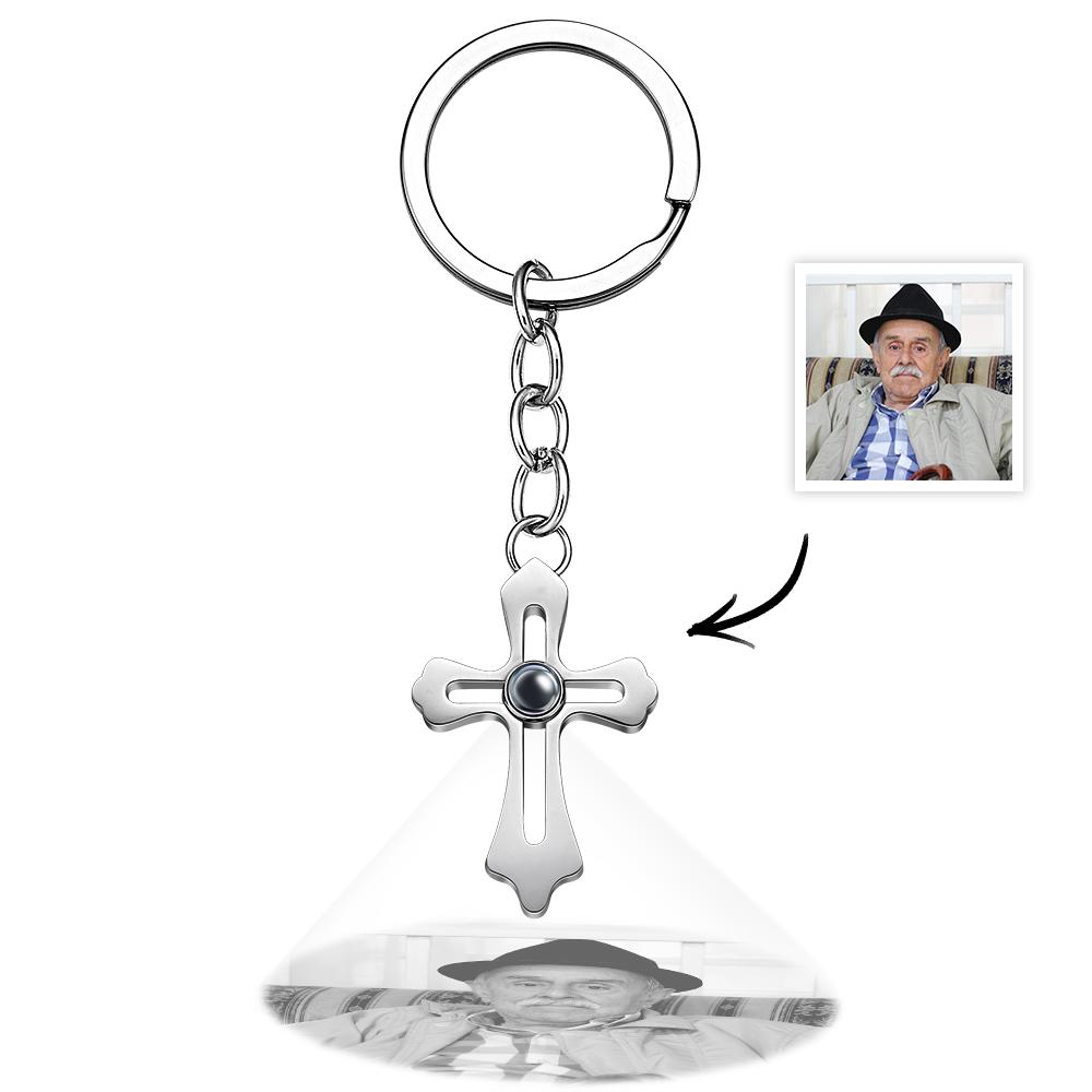 Cross Projection Keychain Photo Keychain Personalized Cross keychain Gift Faith Jewelry For Him - soufeelus