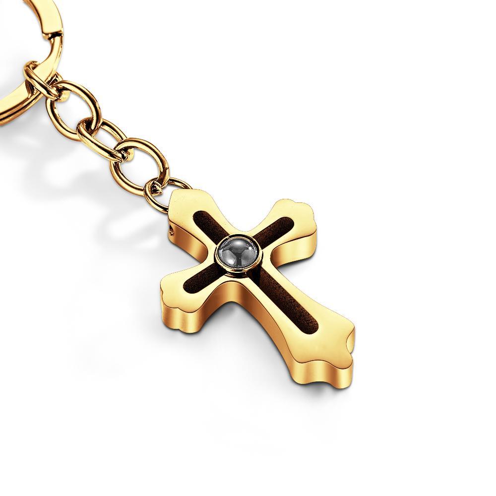 Cross Projection Keychain Photo Keychain Personalized Cross keychain Gift Faith Jewelry For Him - soufeelus