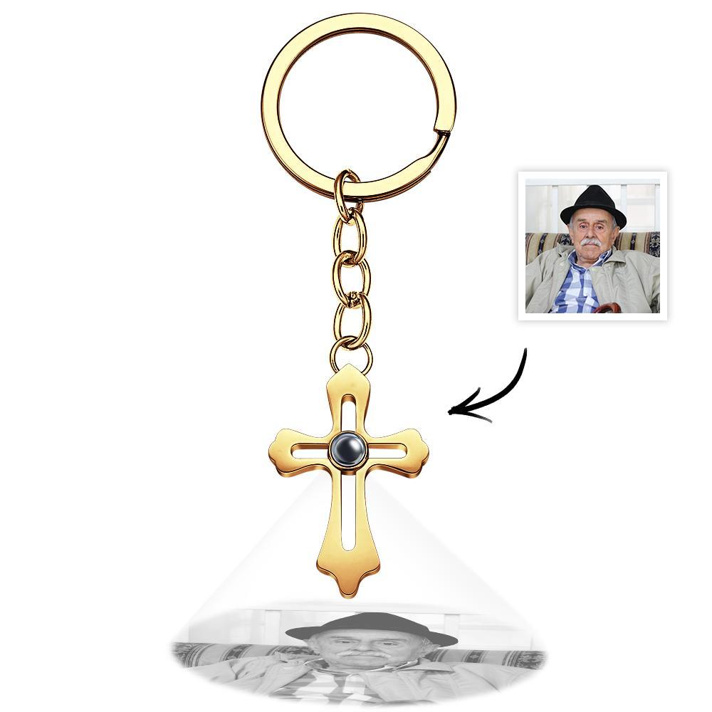 Cross Projection Keychain Photo Keychain Personalized Cross keychain Gift Faith Jewelry For Him - soufeelus