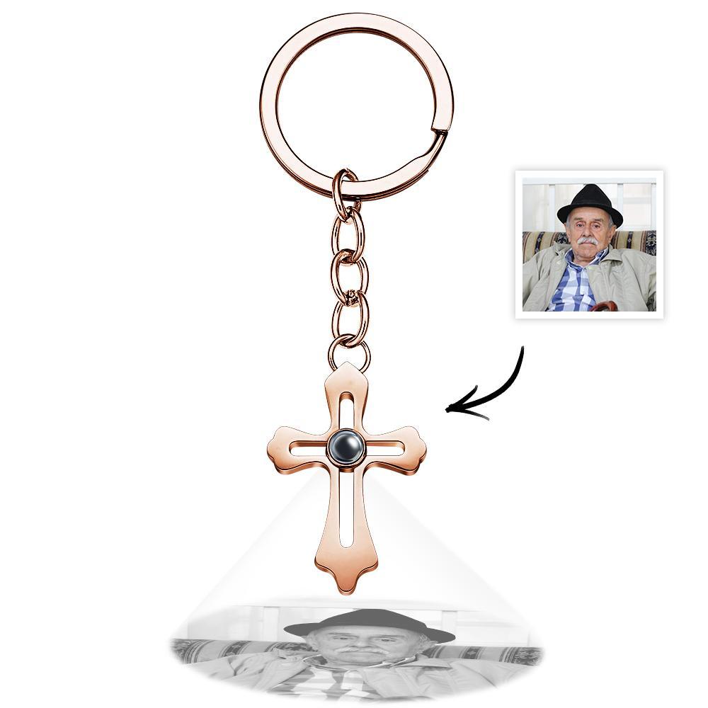 Cross Projection Keychain Photo Keychain Personalized Cross keychain Gift Faith Jewelry For Him - soufeelus