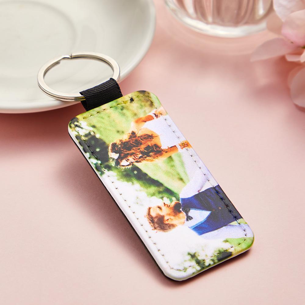 Personalized Photo Keychain Custom Key Holder Vegan Leather Memory Keychain Gift - soufeelus