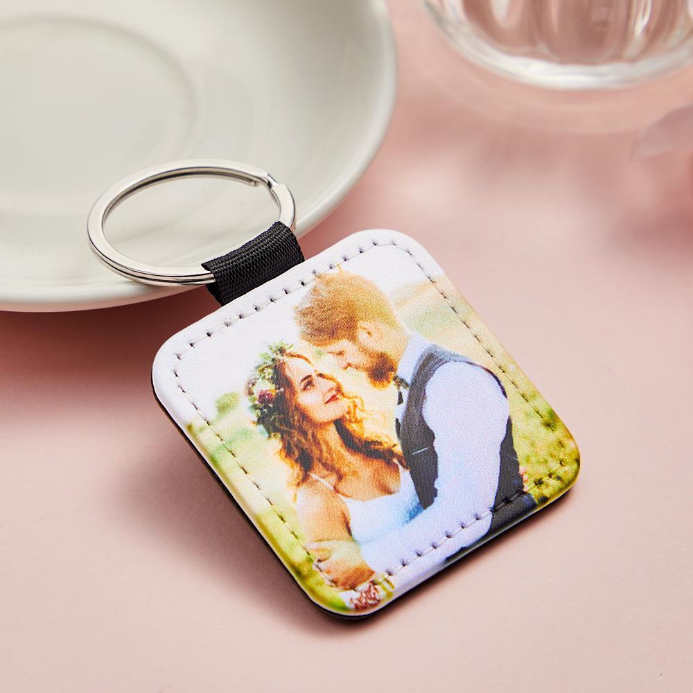 Personalized Photo Keychain Custom Key Holder Vegan Leather Memory Keychain Gift - soufeelus