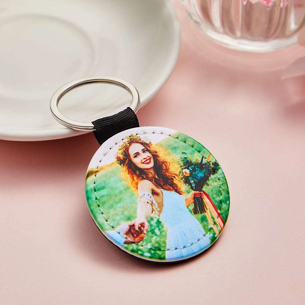 Personalized Photo Keychain Custom Key Holder Vegan Leather Memory Keychain Gift - soufeelus