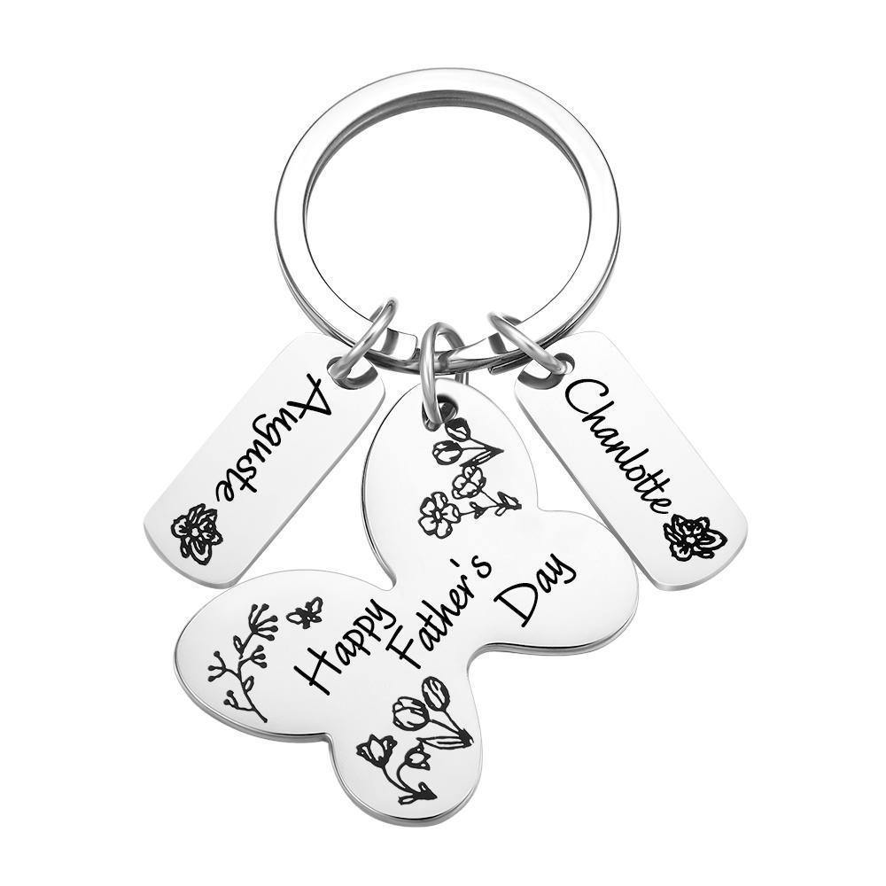 Personalized Engraved Butterfly Keychain Memorial Gifts for Dad - soufeelus