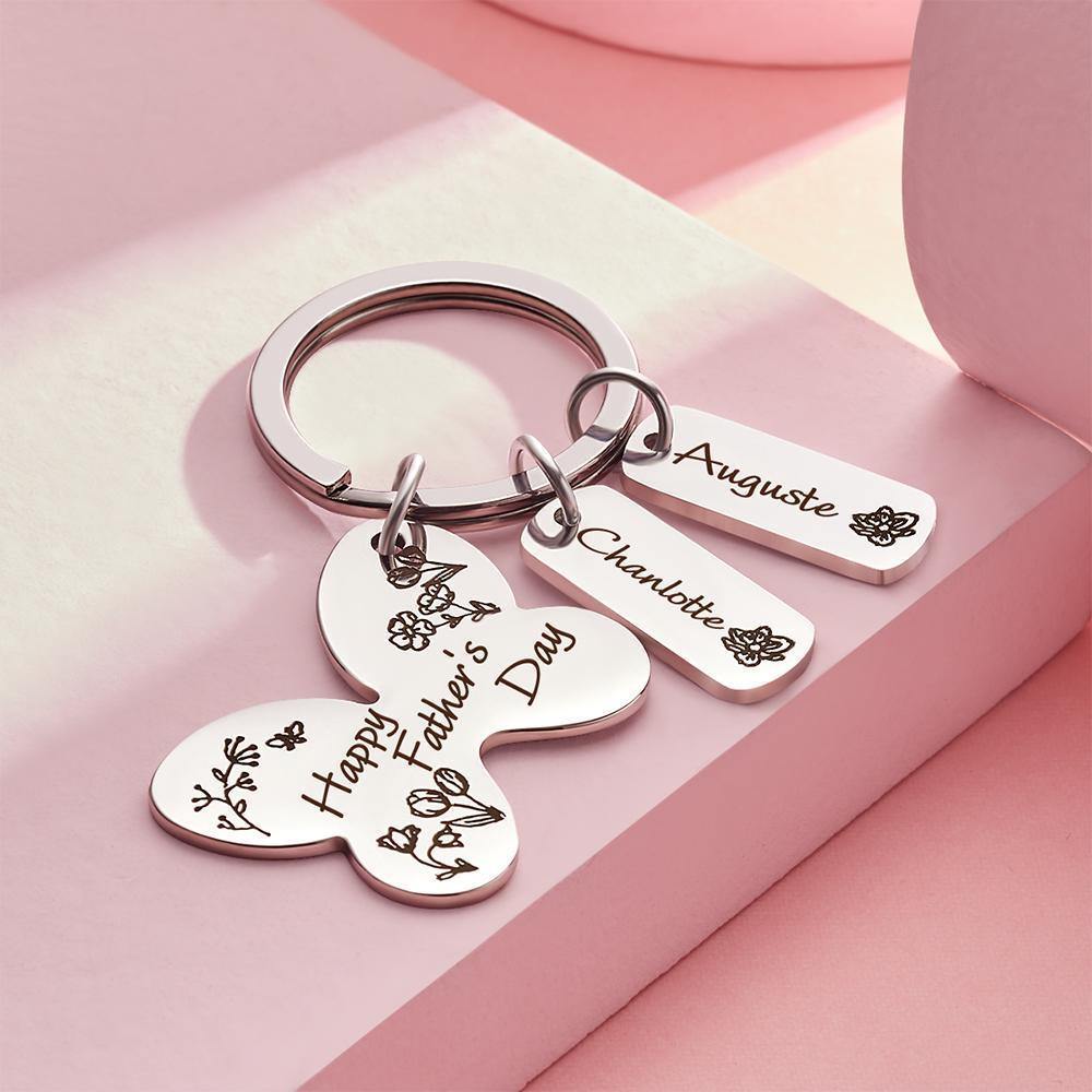 Personalized Engraved Butterfly Keychain Memorial Gifts for Dad - soufeelus