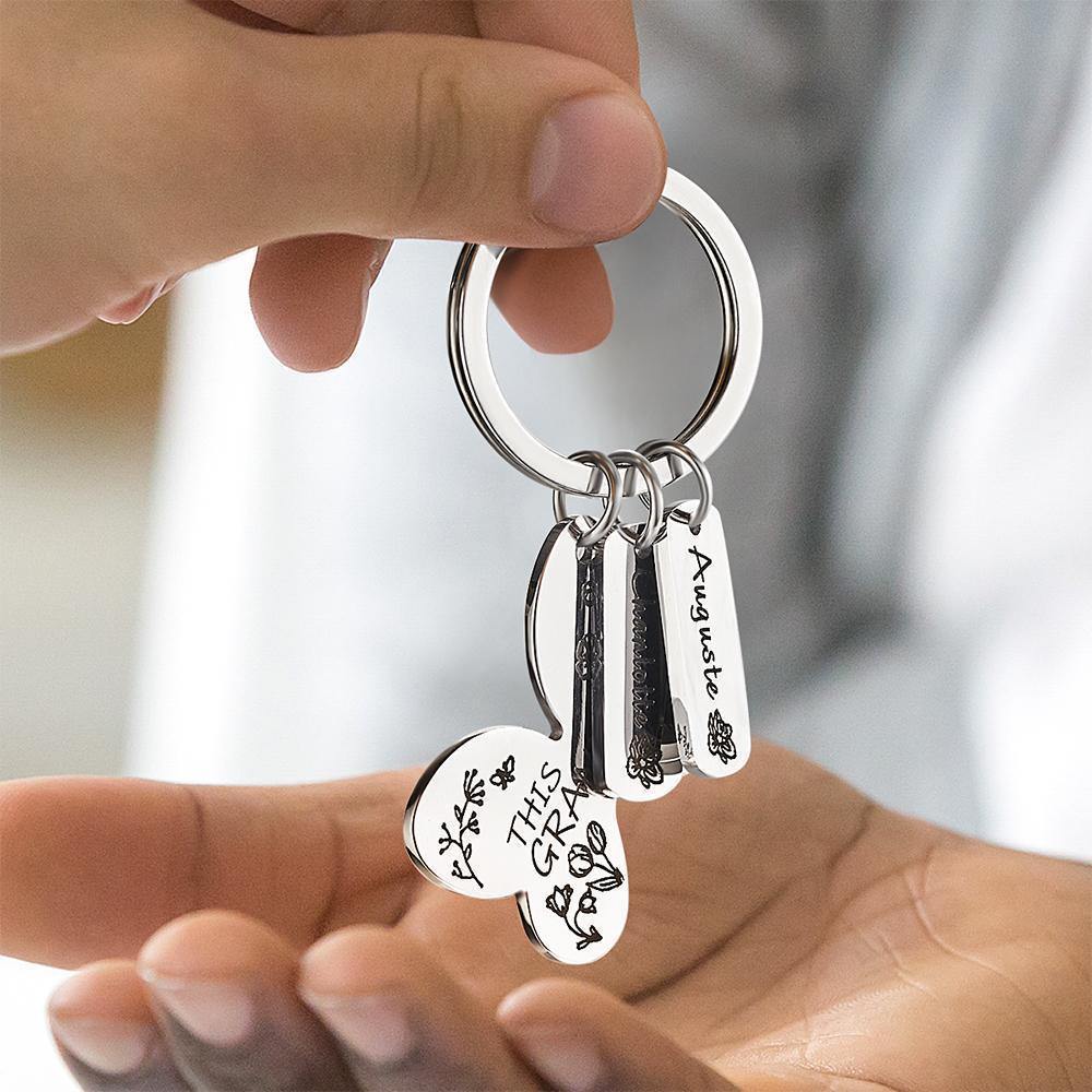 Personalized Engraved Butterfly Keychain Memorial Gifts for Dad - soufeelus