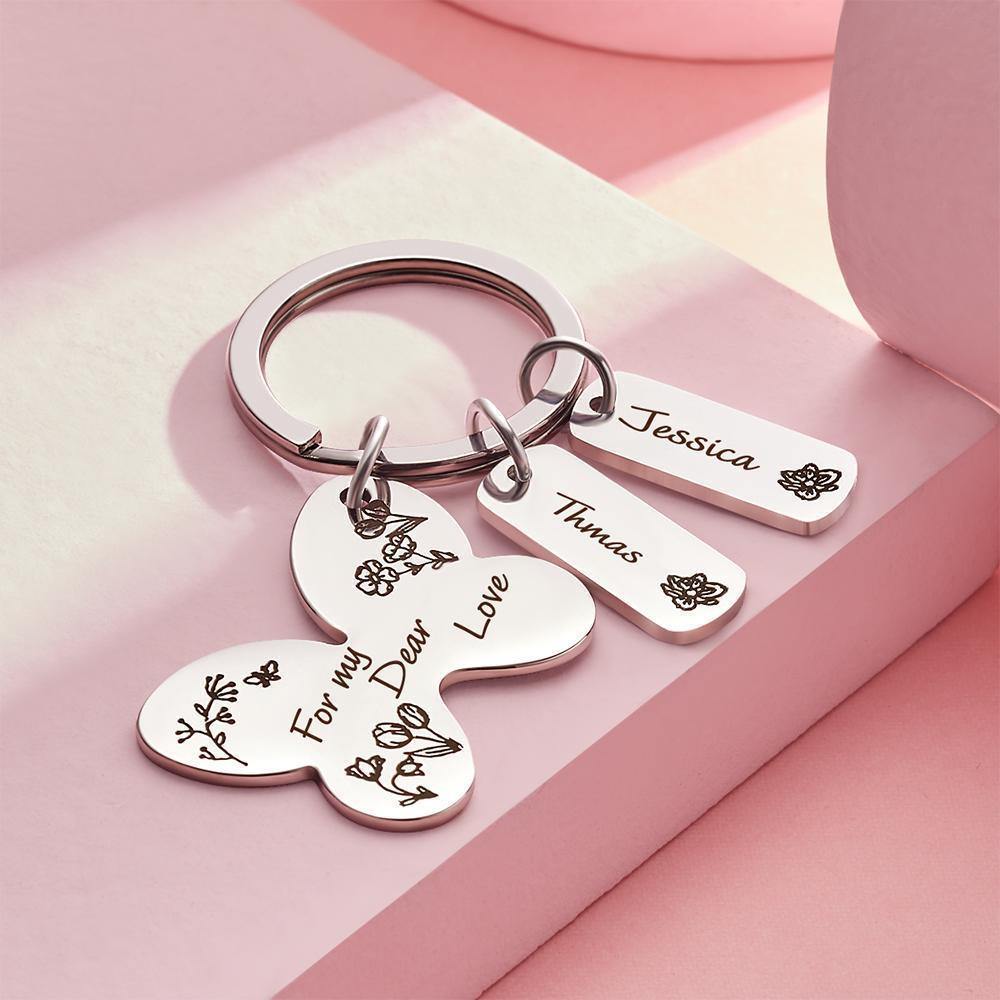 Personalized Engraved Butterfly Keychain Memorial Gifts for Lover - soufeelus