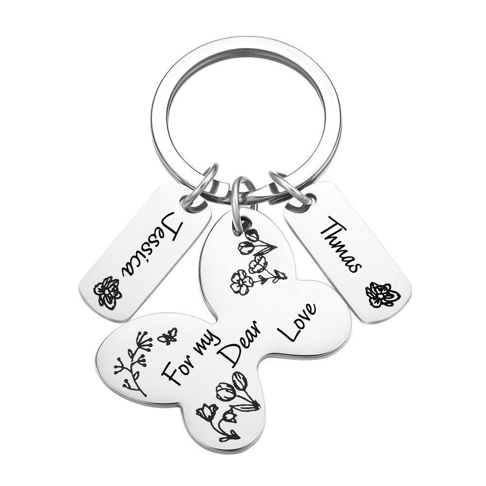 Personalized Engraved Butterfly Keychain Memorial Gifts for Lover - soufeelus