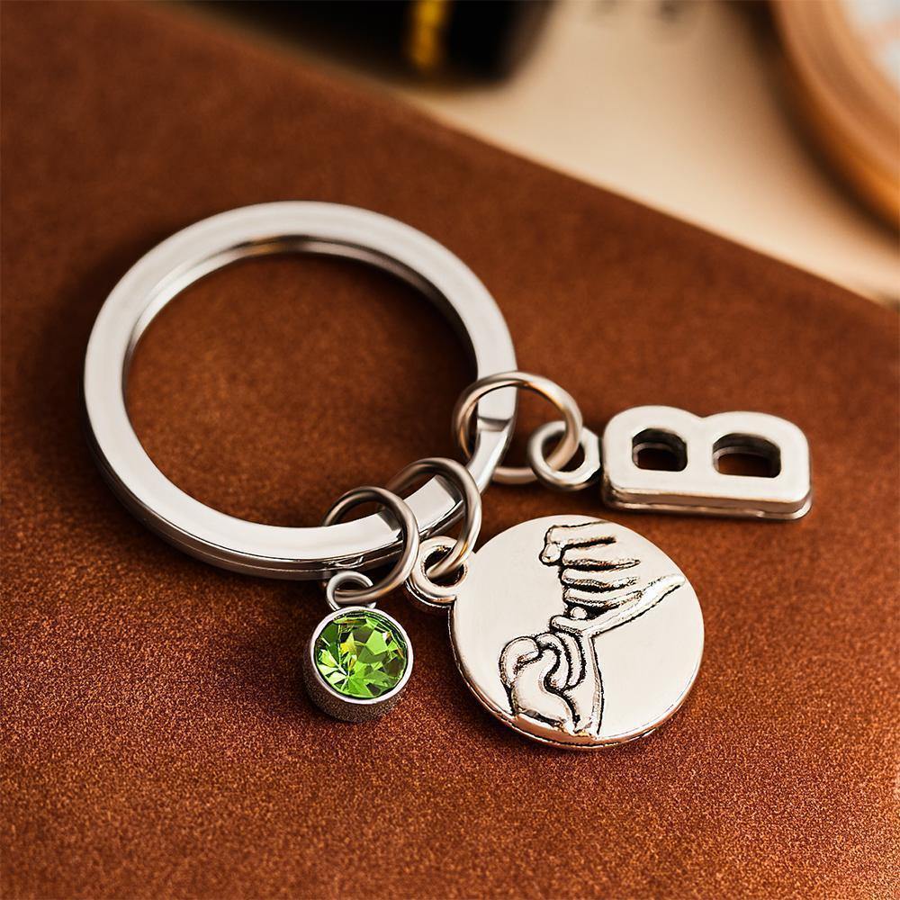 Personalized Engraved Keychain with Birthstone Memorial Gifts for Someone - soufeelus