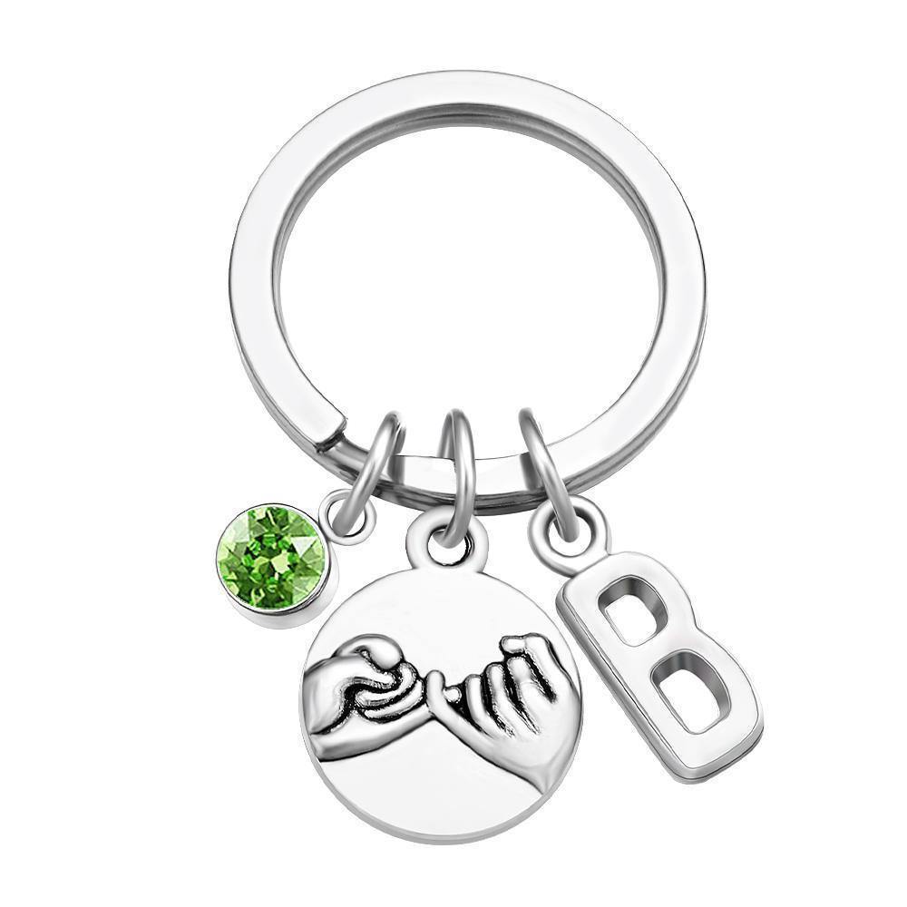 Personalized Engraved Keychain with Birthstone Memorial Gifts for Someone - soufeelus