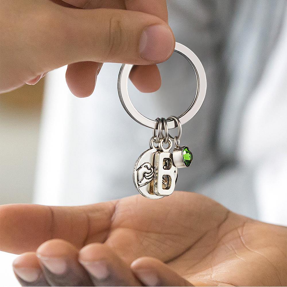 Personalized Engraved Keychain with Birthstone Memorial Gifts for Someone - soufeelus