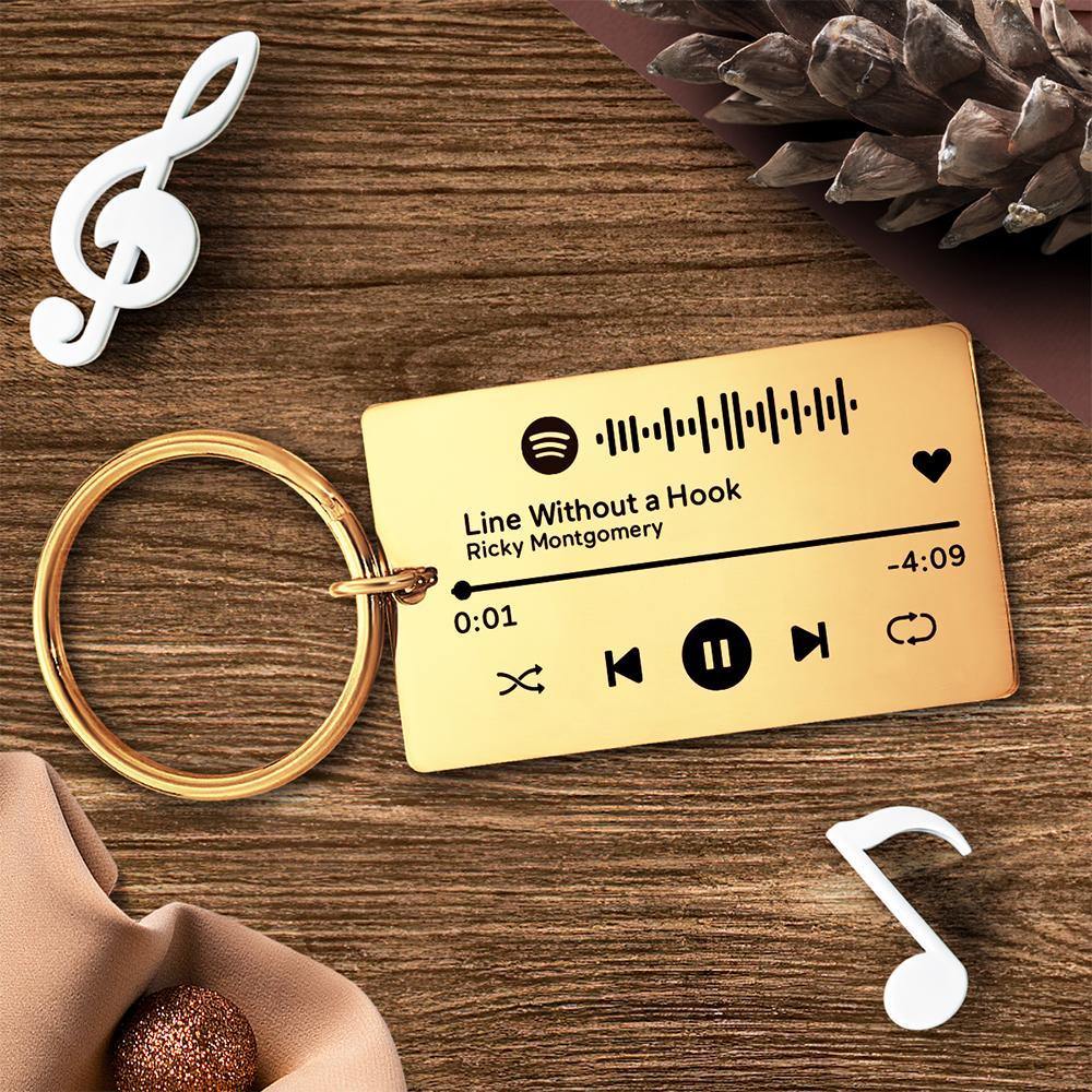 Keychain Custom Engraved Spotify Code Gifts For Him Gold - soufeelus