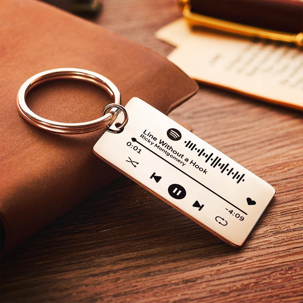 Keychain Custom Engraved Spotify Code Gifts For Him Rose Gold - soufeelus