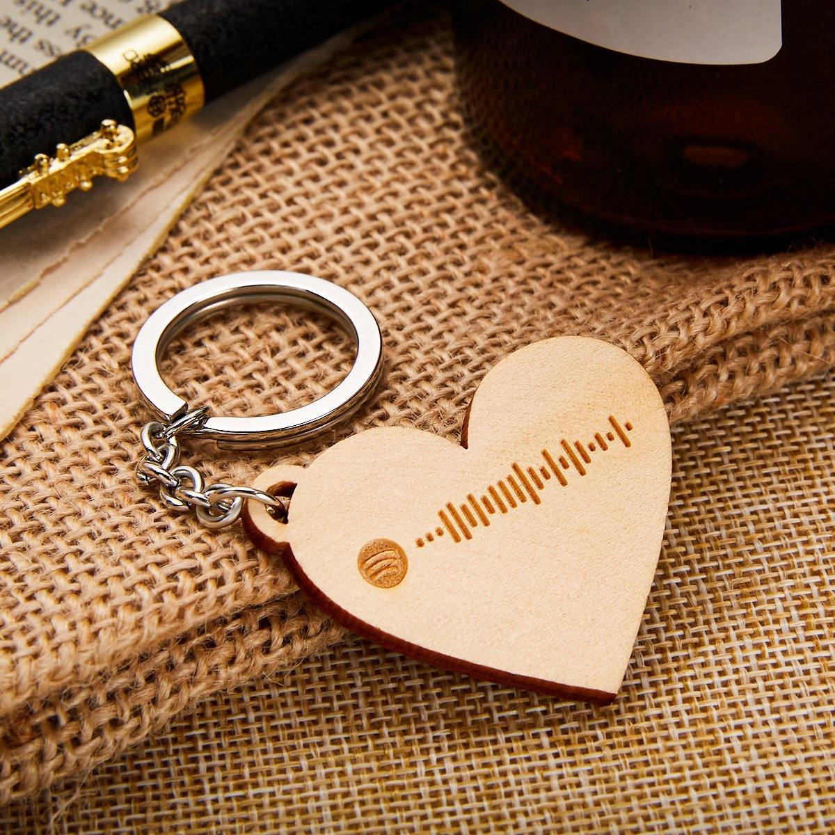 Scannable Spotify Code Heart Keychain, Custom Music Song Keychains - soufeelus